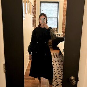 Japanese design Women's Color Block Drawstring Waist Dress